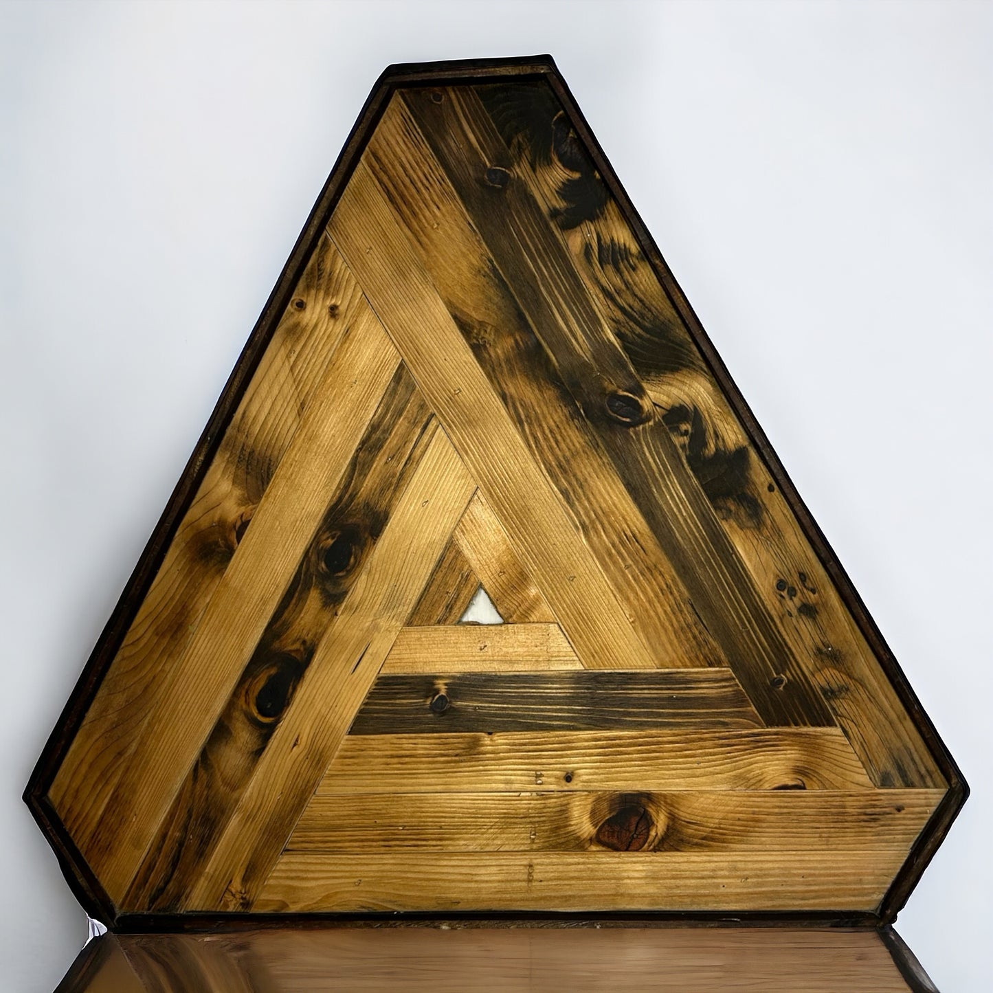 Triangular Multi Piece Reclaimed Wood Wall Art.