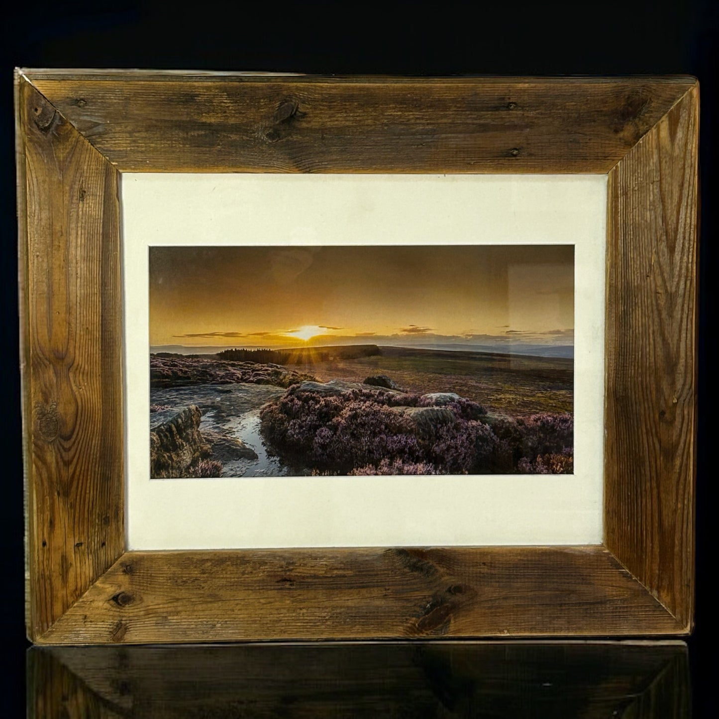 Sun on Heather Image in Stunning Reclaimed Wood Frame