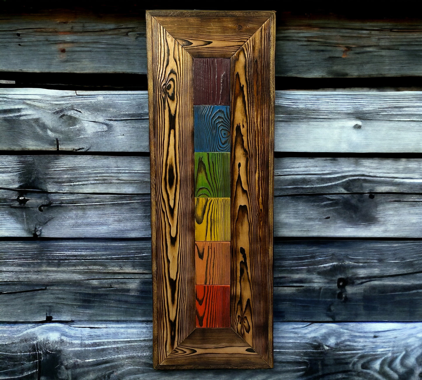 Rainbow Reclaimed Wood Wall Art.