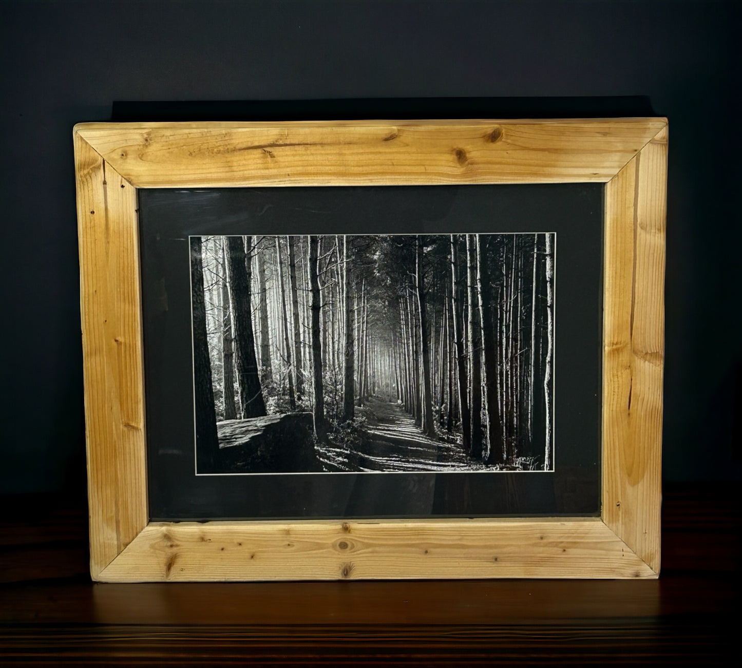 B&W Woodland in Reclaimed Wood Frame.