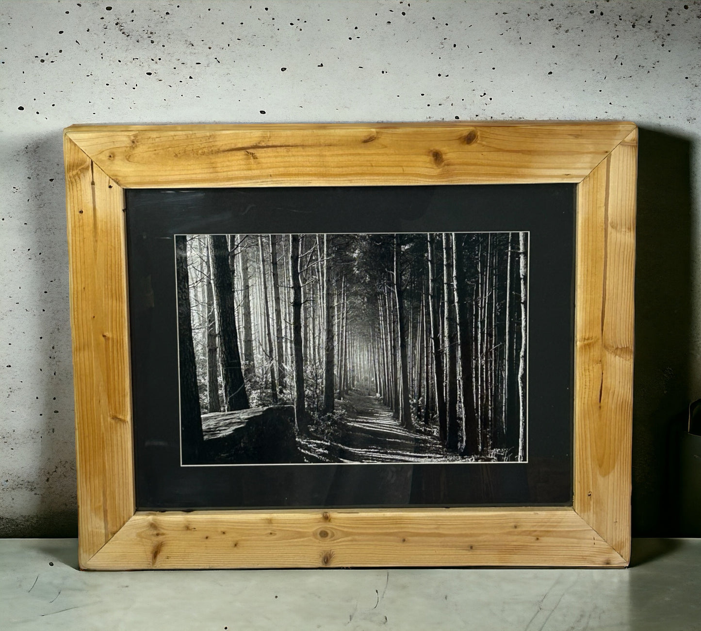 B&W Woodland in Reclaimed Wood Frame.