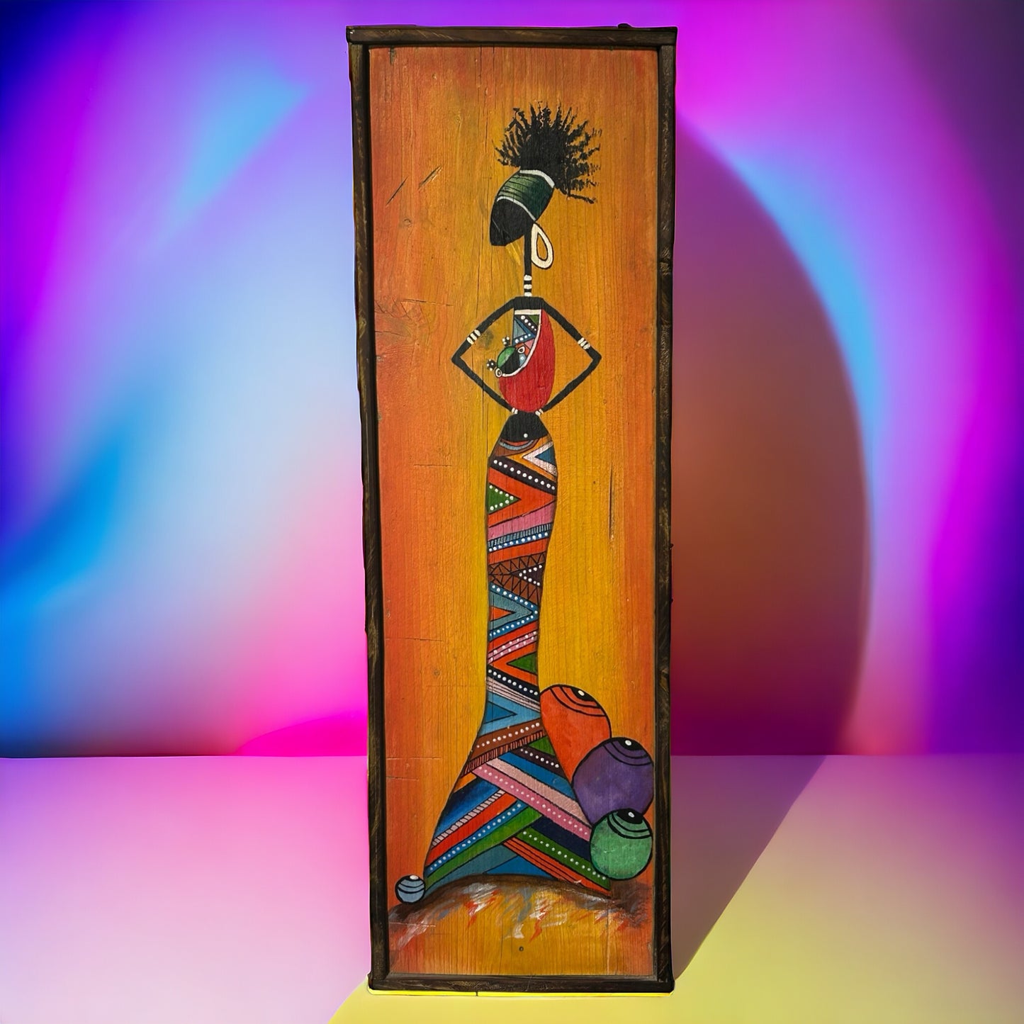 ‘Carnival’ Hand Painted on Reclaimed Wood.