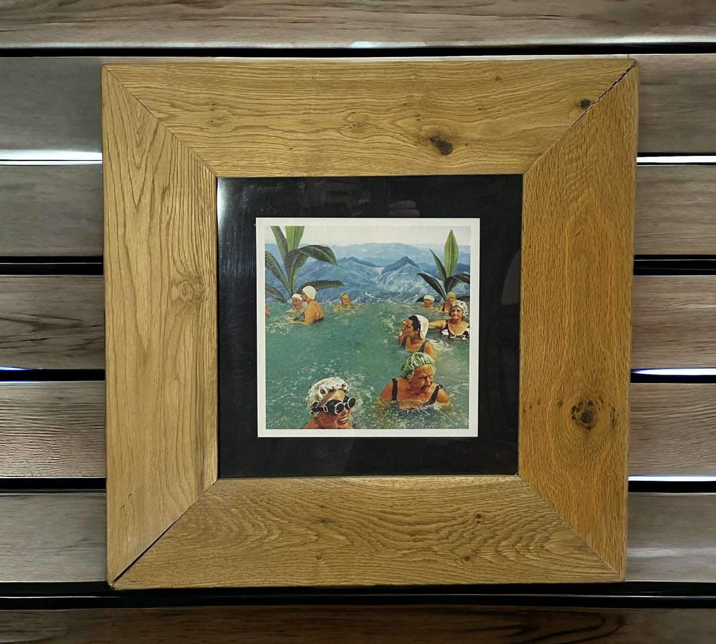 Ladies Swimming Image Framed in Reclaimed Wood