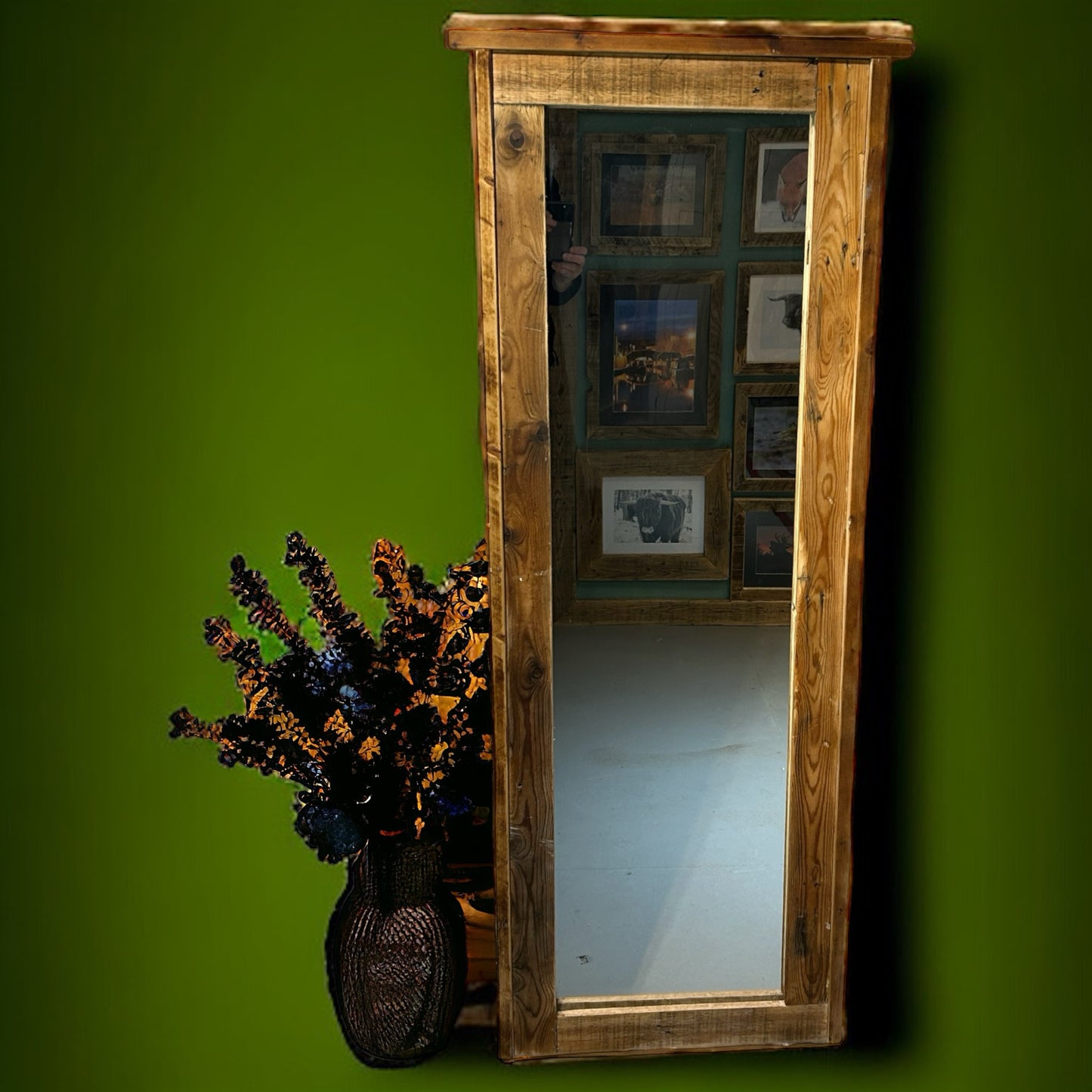 Large Mirror in Rustic Reclaimed Wood Surround.