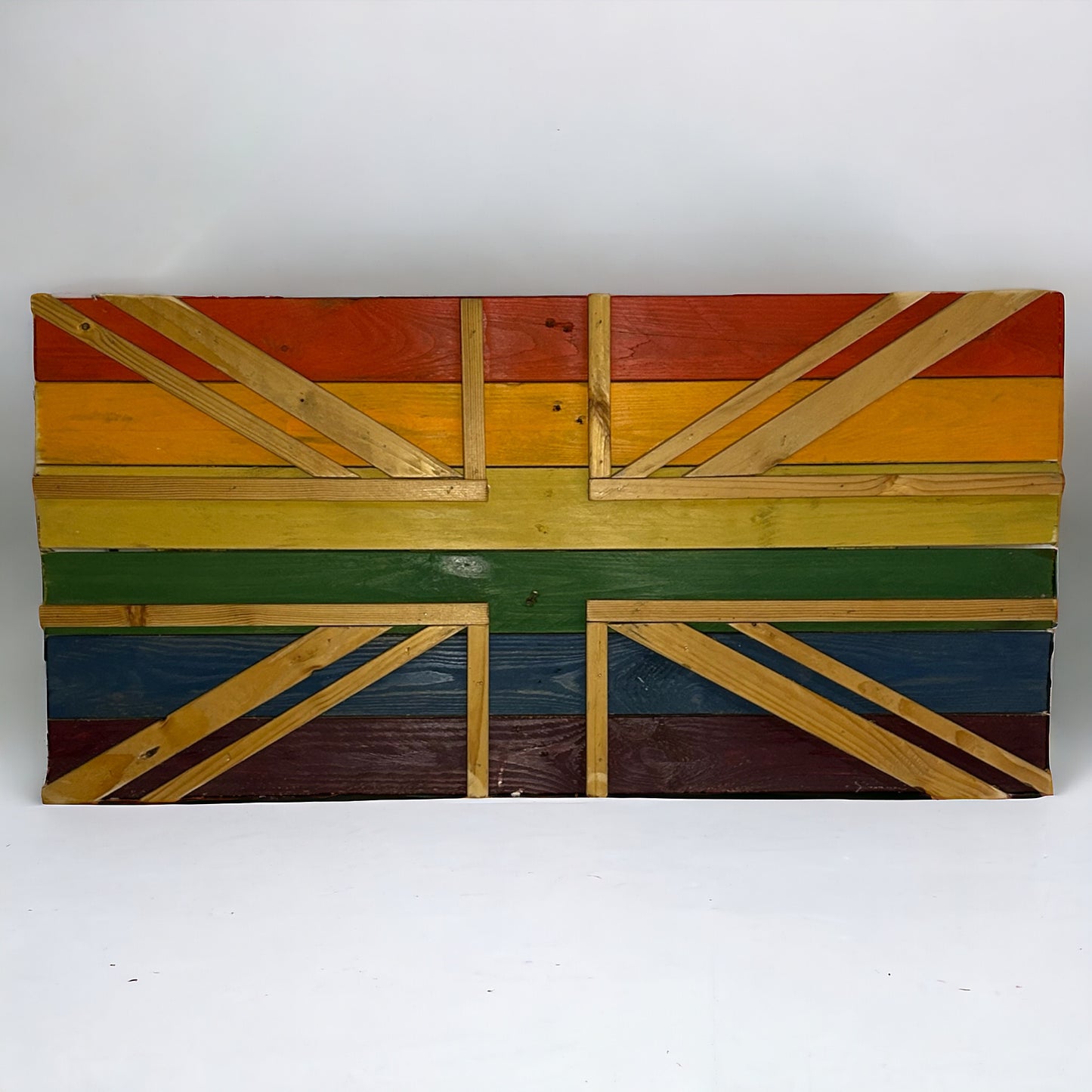 Rainbow Union Jack Reclaimed Wood Wall Art