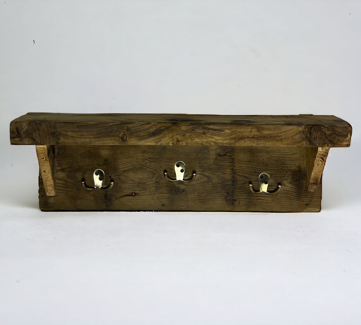 Rustic Reclaimed Wood Shelf and Coat Hangar.