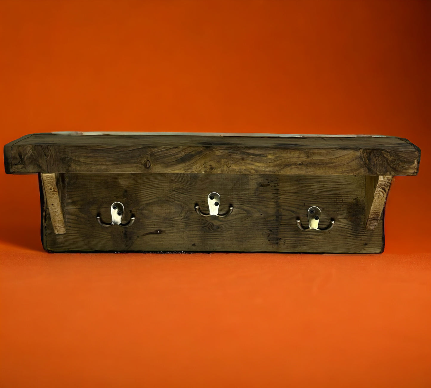 Rustic Reclaimed Wood Shelf and Coat Hangar.