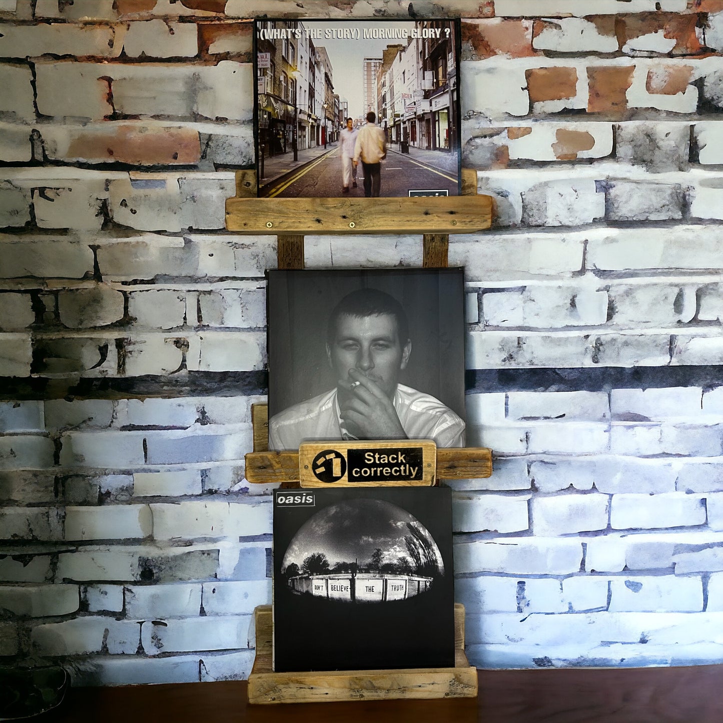 Rustic Reclaimed Wood Vinyl Album Storage and Display Unit