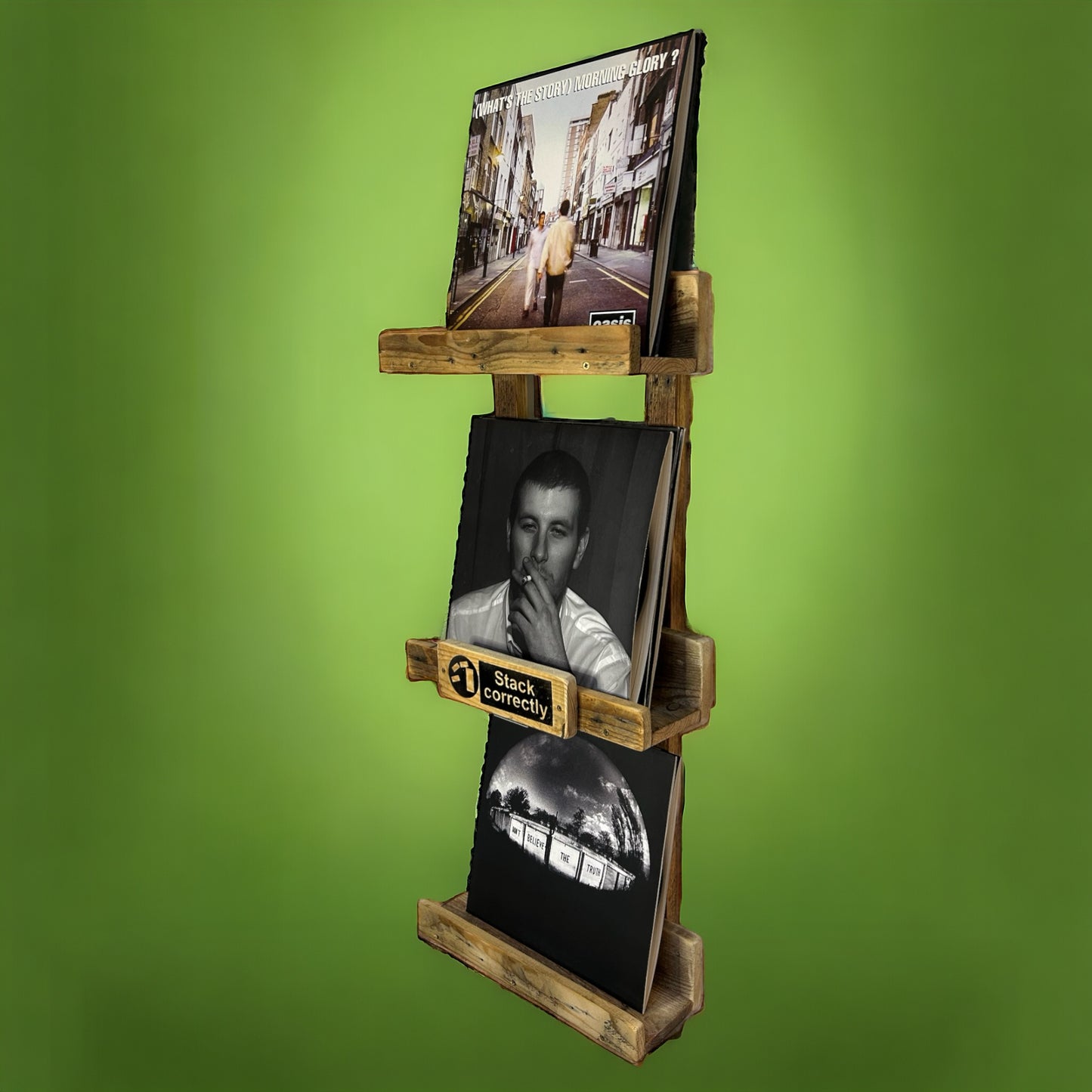 Rustic Reclaimed Wood Vinyl Album Storage and Display Unit