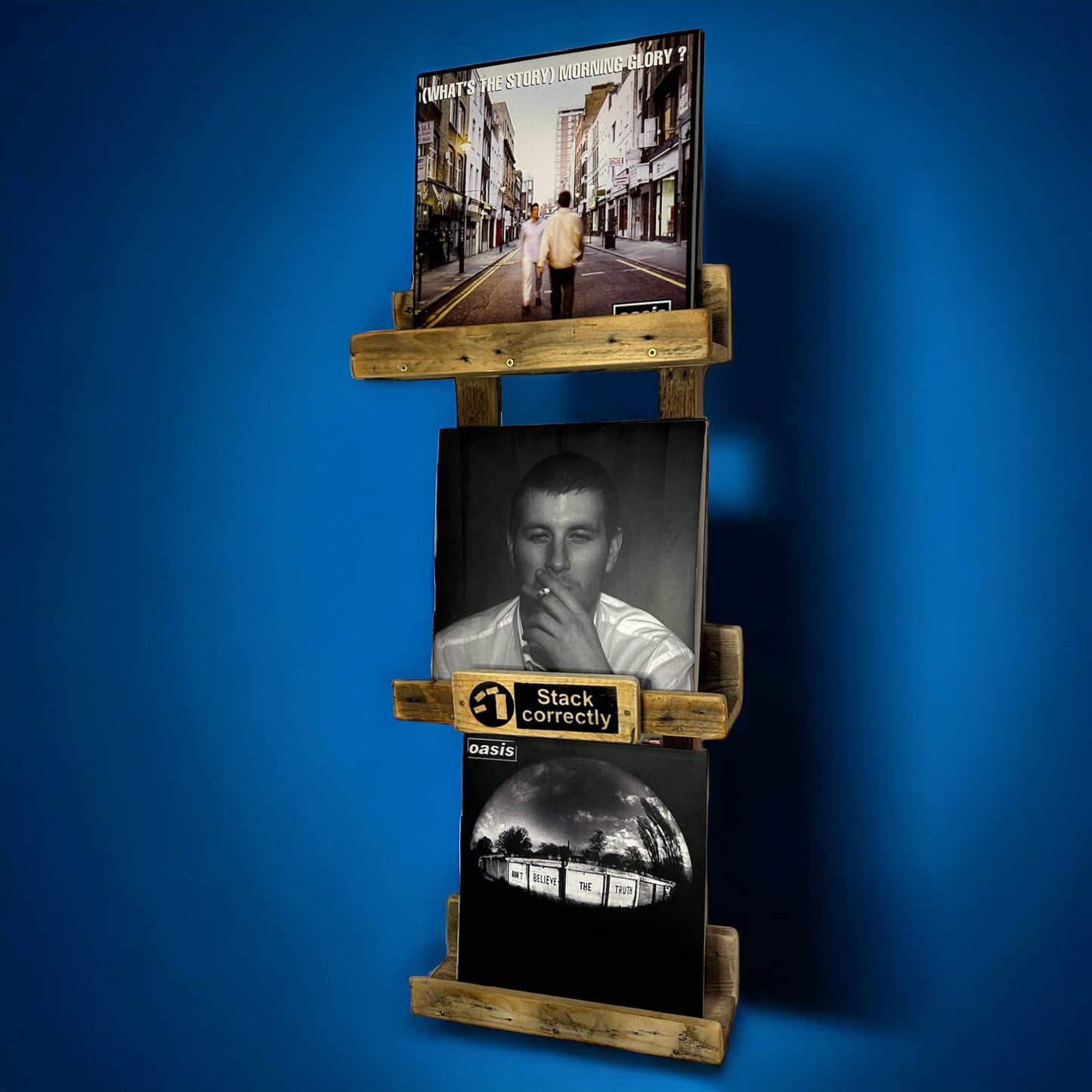 Rustic Reclaimed Wood Vinyl Album Storage and Display Unit