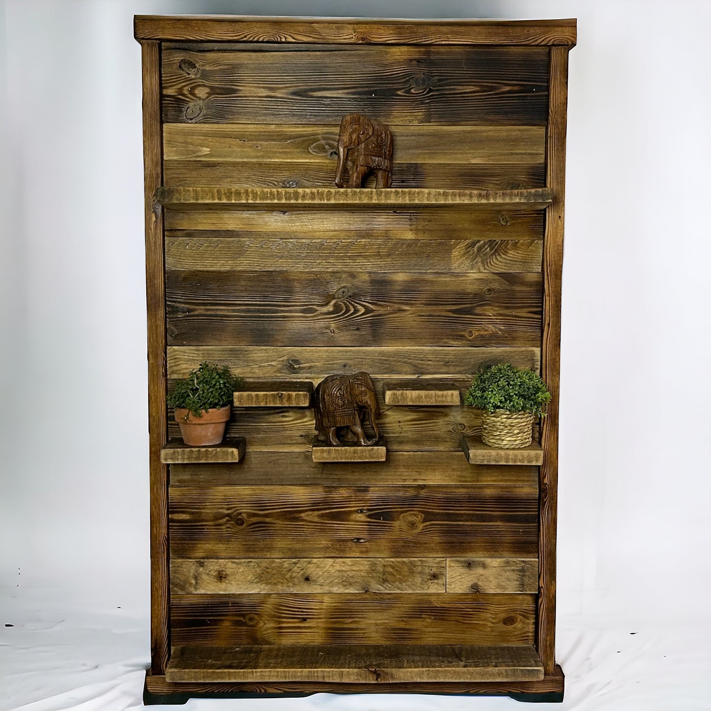 Rustic Reclaimed Wood Wall Shelving Display