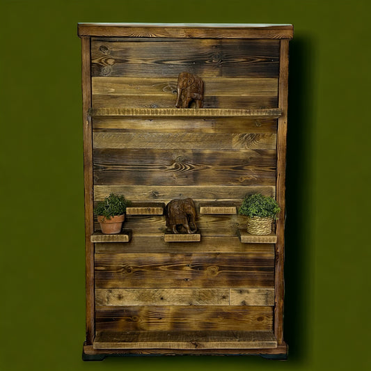 Rustic Reclaimed Wood Wall Shelving Display