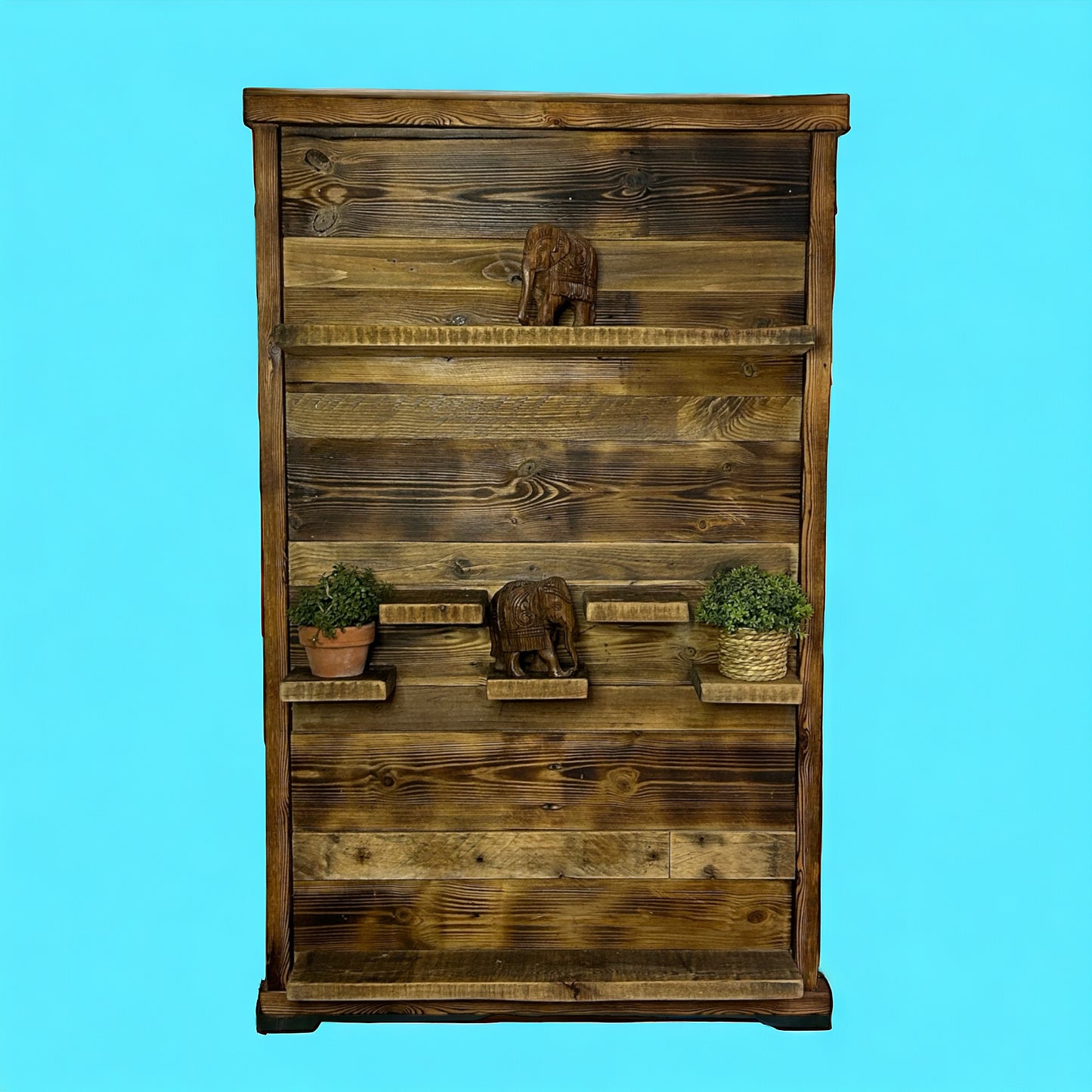 Rustic Reclaimed Wood Wall Shelving Display