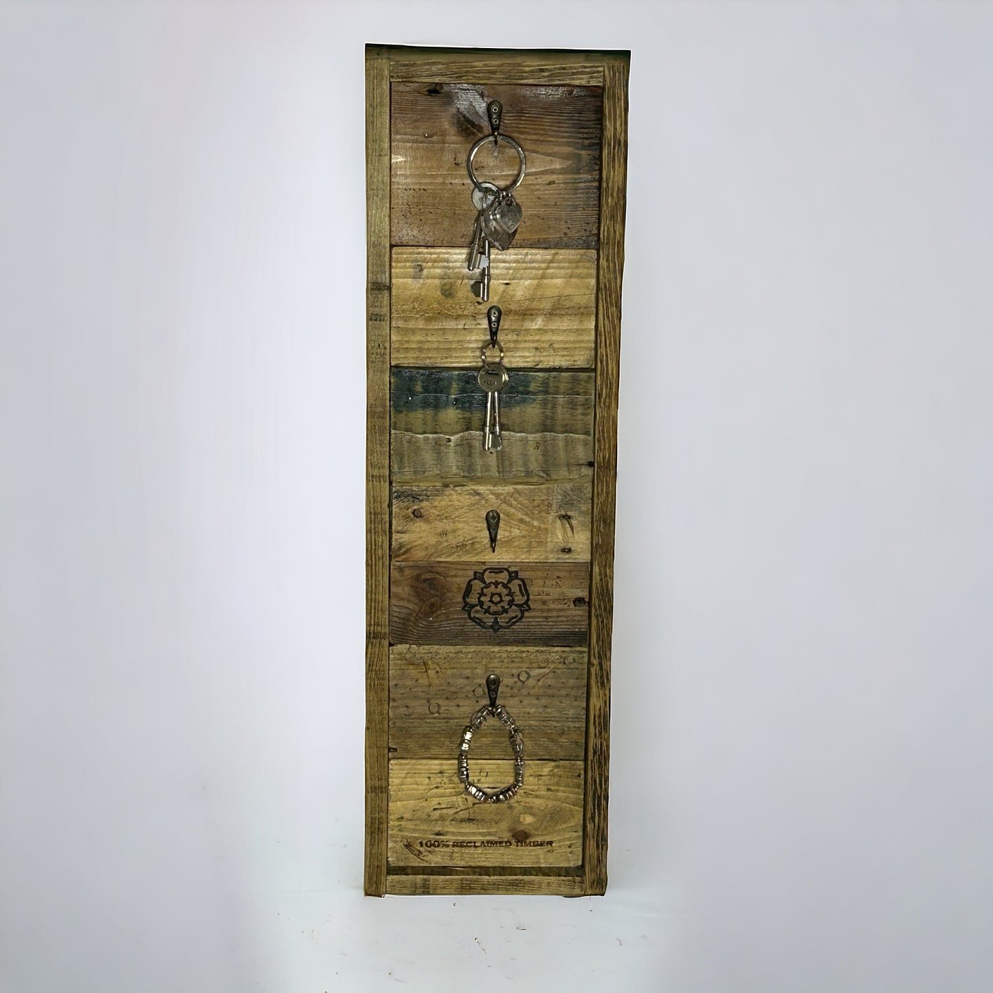 Tall Reclaimed Wood Key Hangar