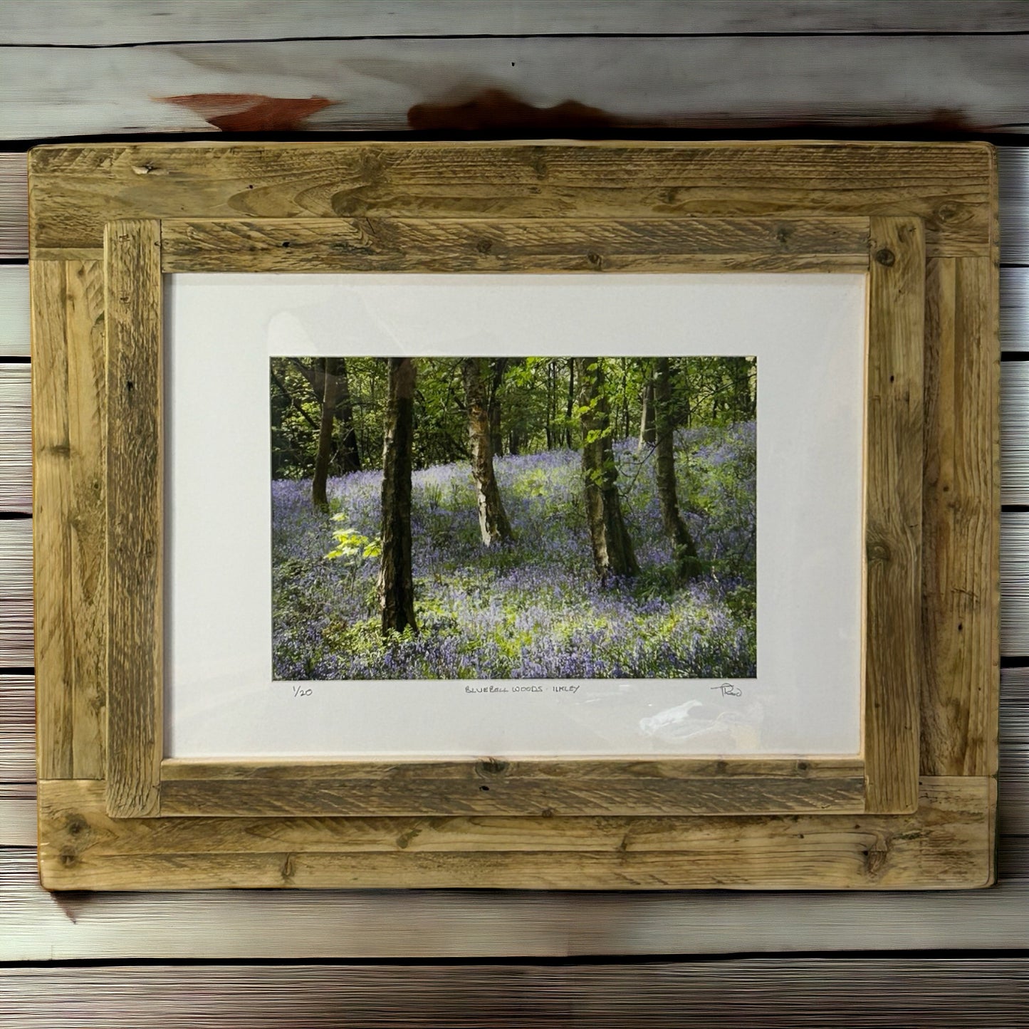 ‘Bluebell Woods in Ilkley,’ framed in Reclaimed Wood.