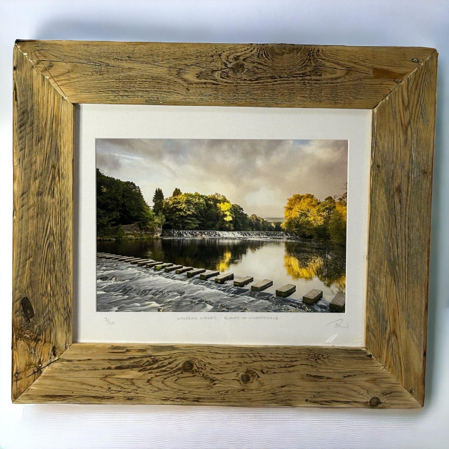 ‘Stepping Stones Burley in Wharfedale,’ in a Stunning Reclaimed Wood Frame.