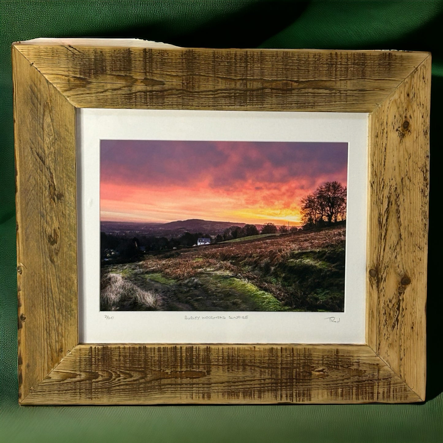 ‘Burley Woodhead Sunrise’Framed in Reclaimed Wood.