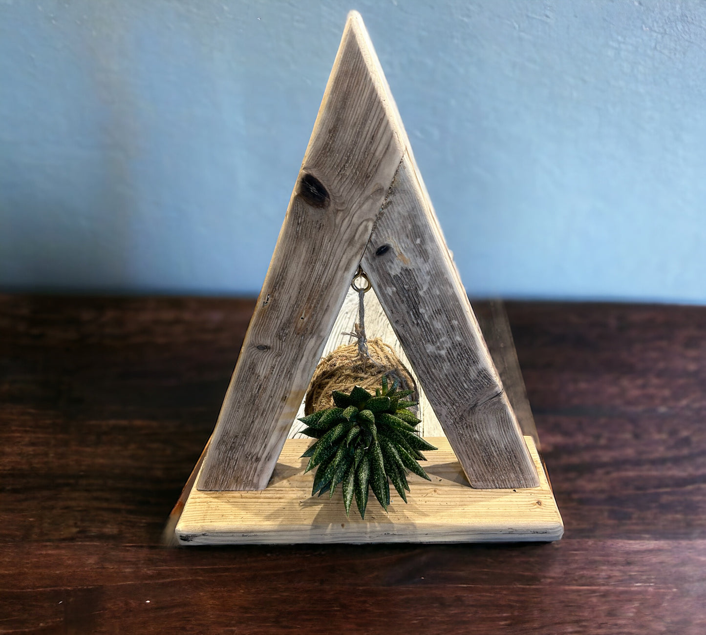 Free Standing Rustic Reclaimed Wood Kokedama Stand. ( Plant not included)