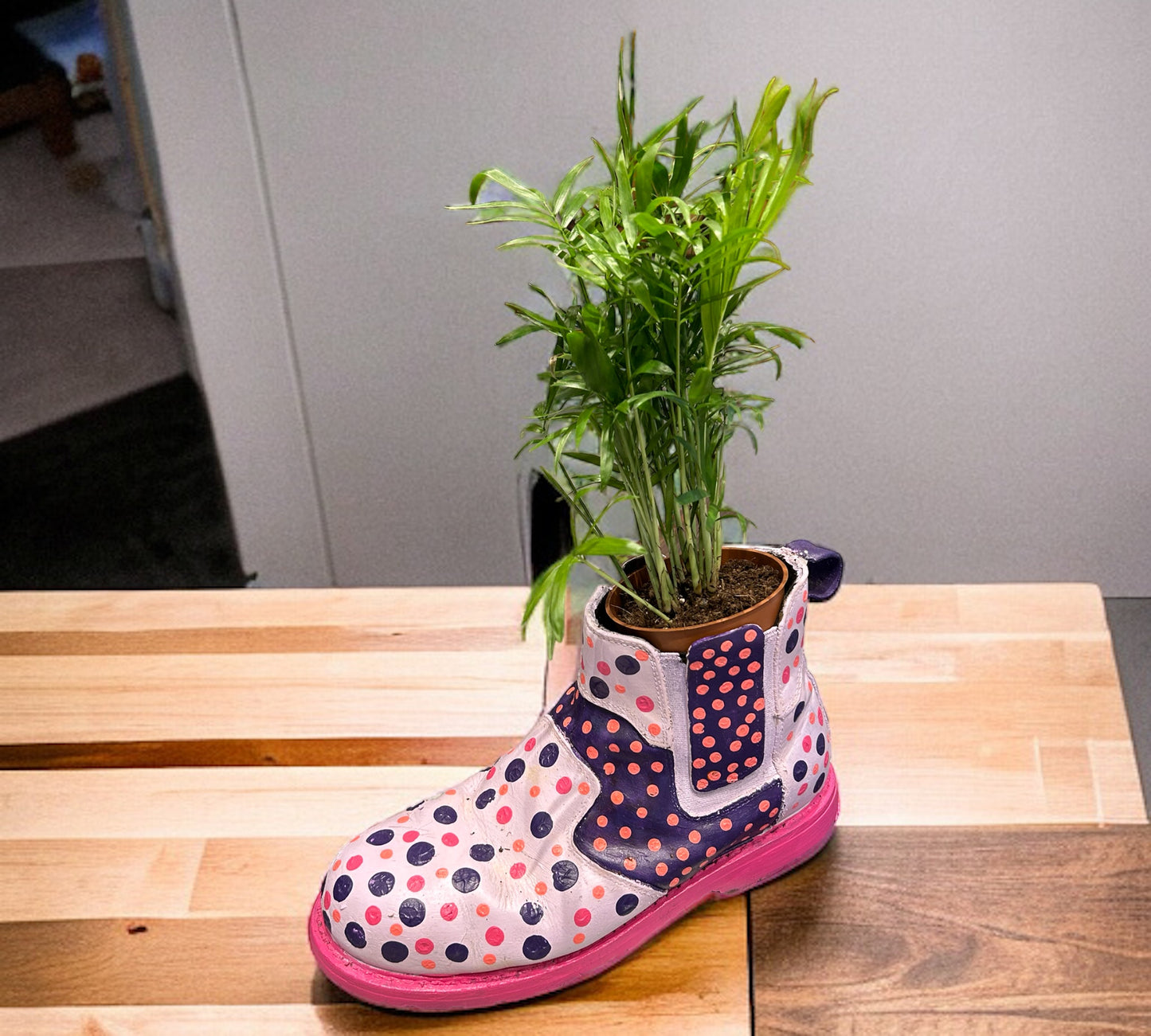 Phlowers Dotty Hand Painted Flower Boot ( Plant not included)