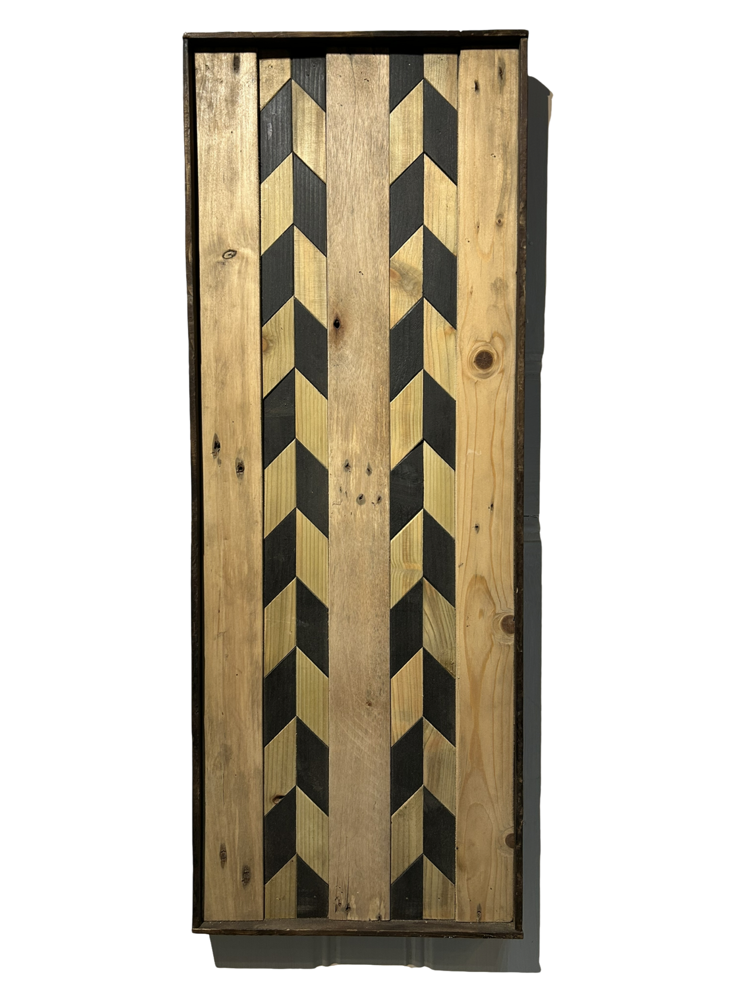 Rustic two tone patterned reclaimed wood wall art