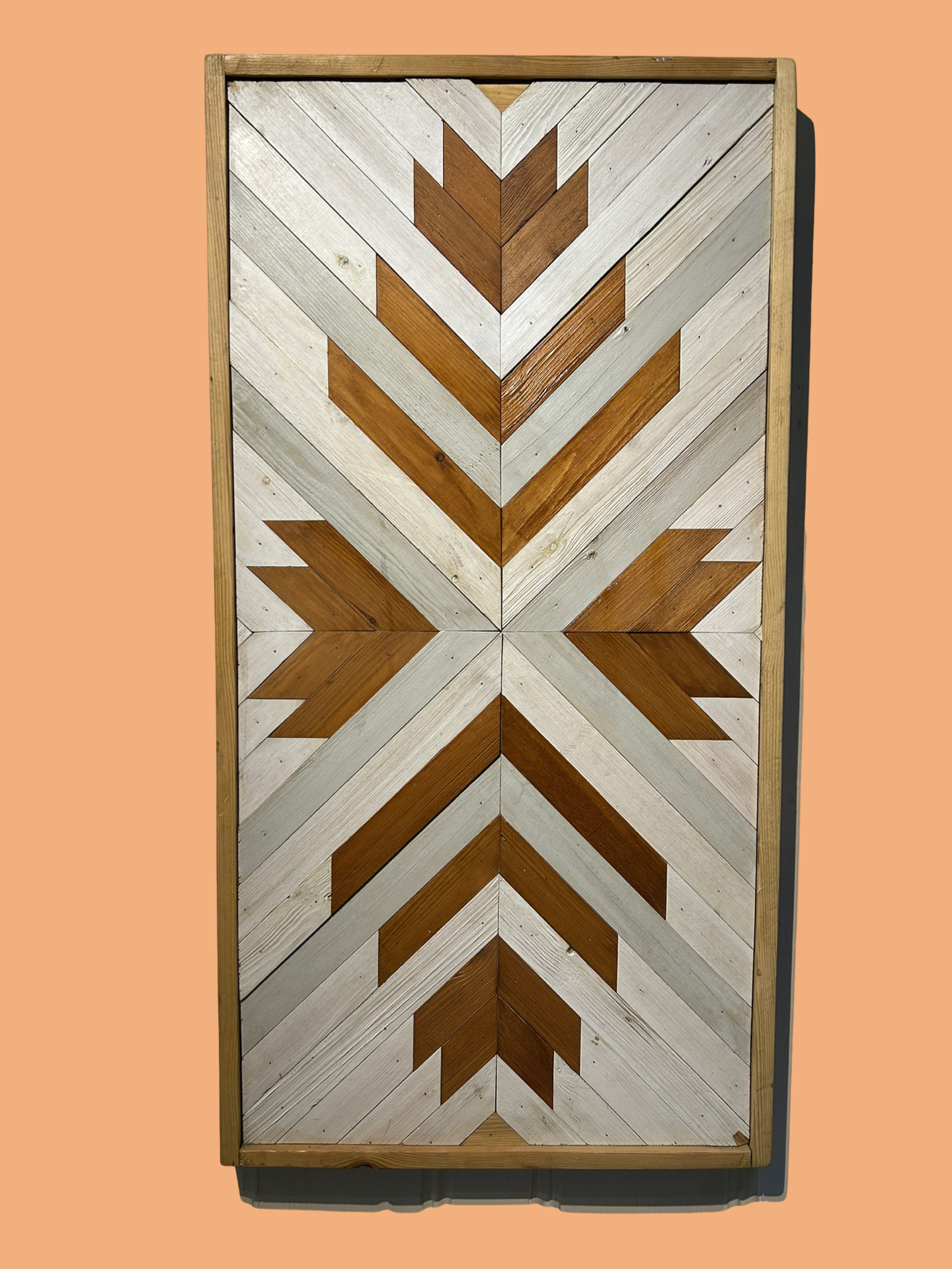 Geometric Chevron Reclaimed Wood Wall Art.