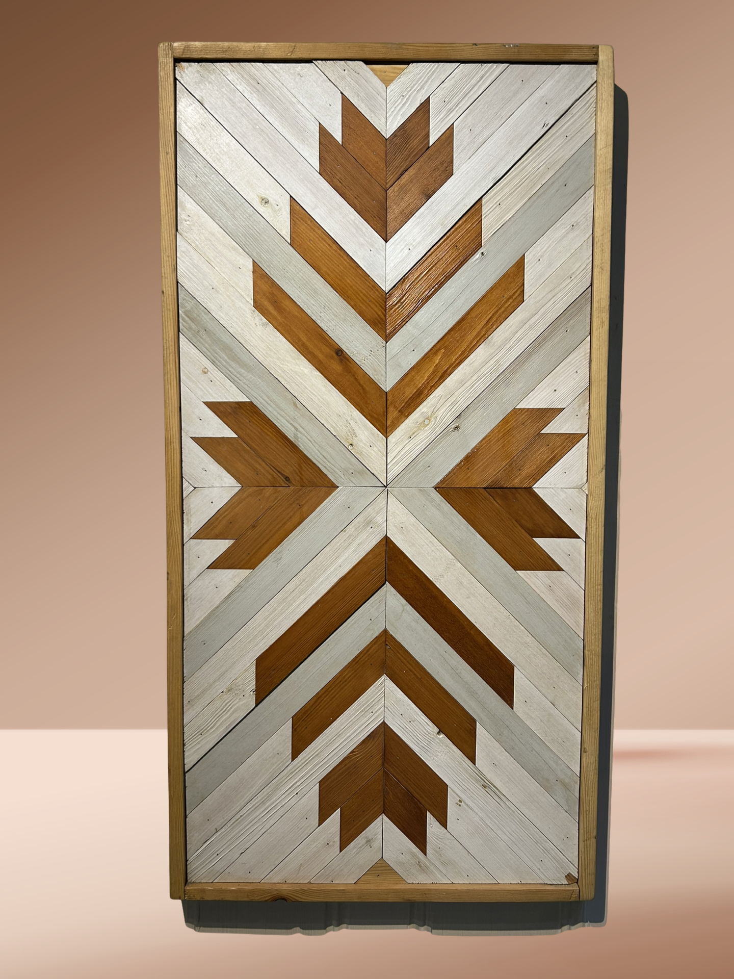 Geometric chevron reclaimed wood wall art