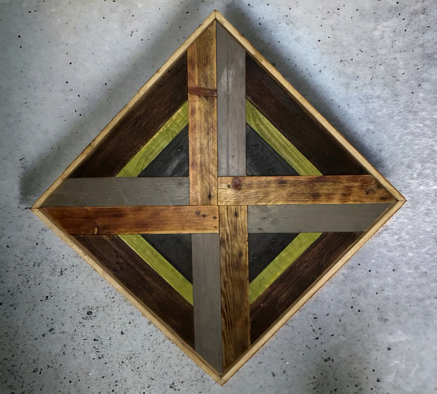 Green Diamond Multi Piece Reclaimed Wood Wall Art.