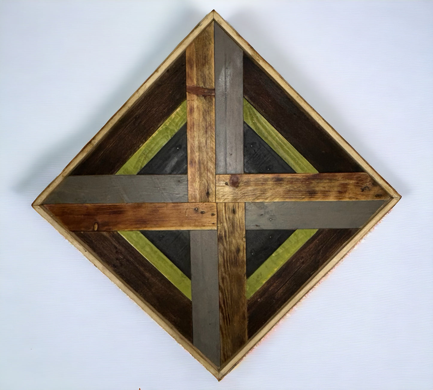 Green Diamond Multi Piece Reclaimed Wood Wall Art.