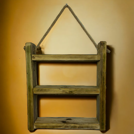 Reclaimed Wood Hanging Three Shelf Deck.