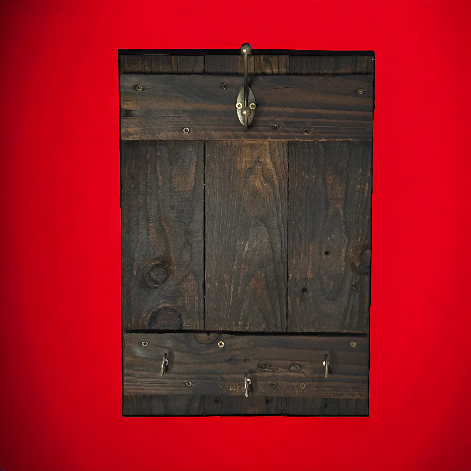 Coat and Key Hanger from Dark Reclaimed Wood