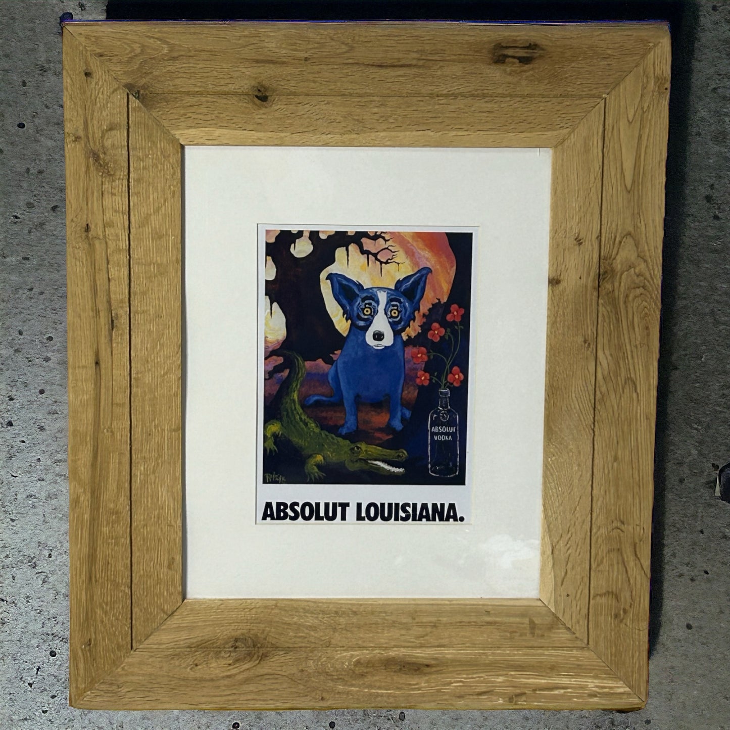 Absolut Louisiana Image in Reclaimed Wood Frame. 