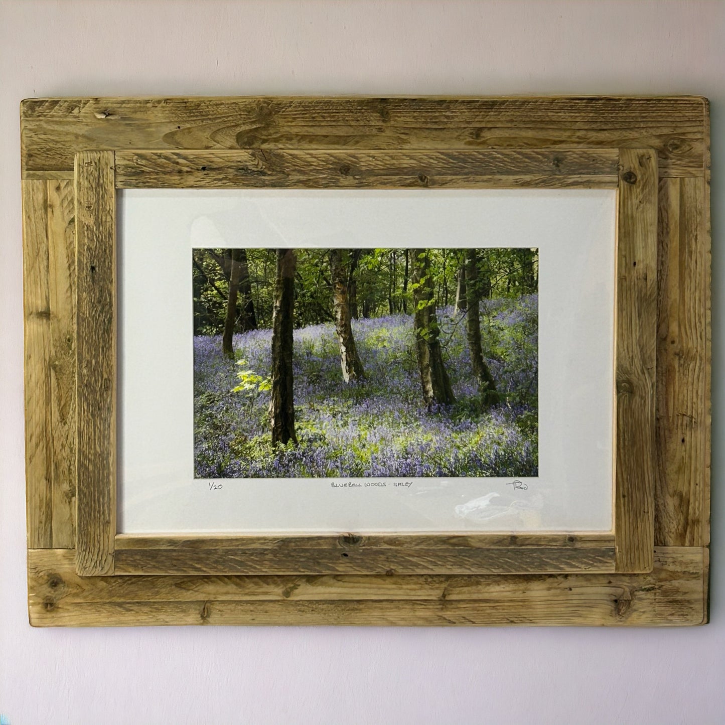 ‘Bluebell Woods in Ilkley,’ framed in Reclaimed Wood. 