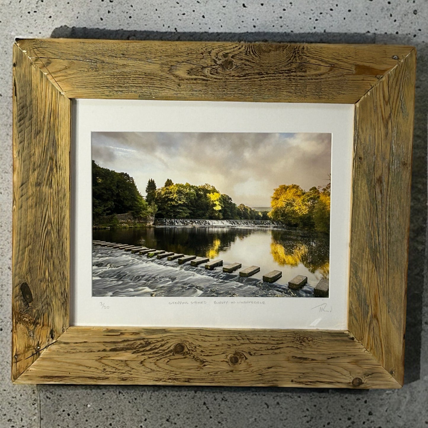 ‘Stepping Stones Burley in Wharfedale,’ in a Stunning Reclaimed Wood Frame. 