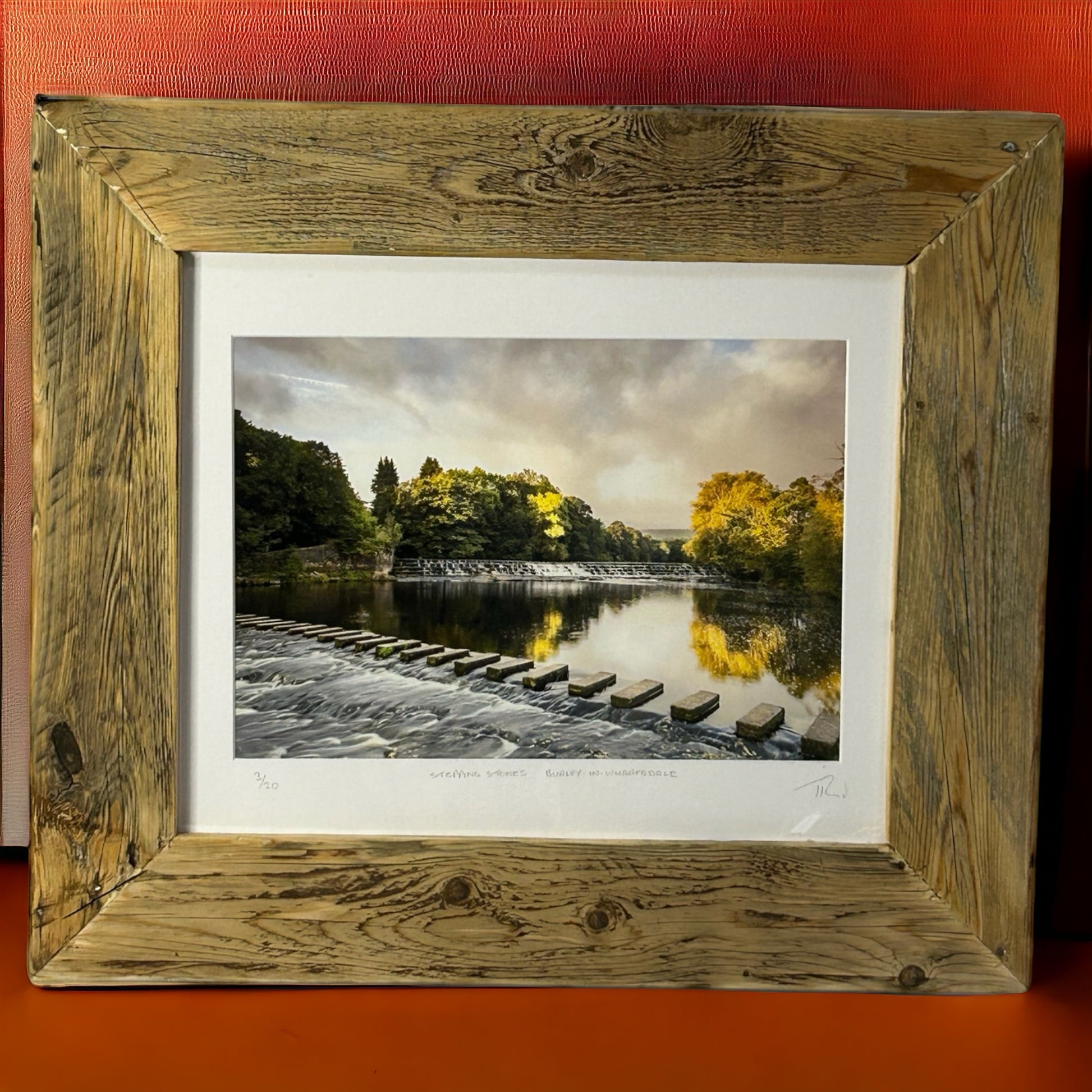 ‘Stepping Stones Burley in Wharfedale,’ in a Stunning Reclaimed Wood Frame. 