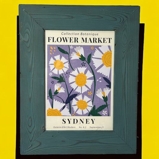 Flower Market Sydney in Reclaimed Green Timber Cladding Effect Frame. 