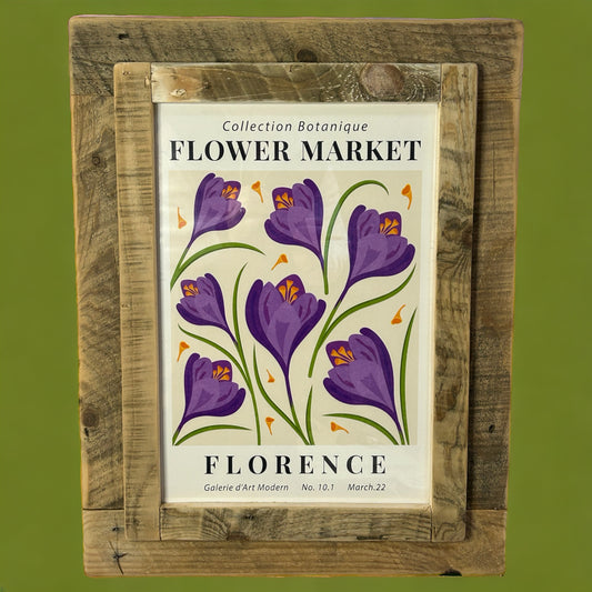 Flower Market Florence Print Framed in Reclaimed Wood. 