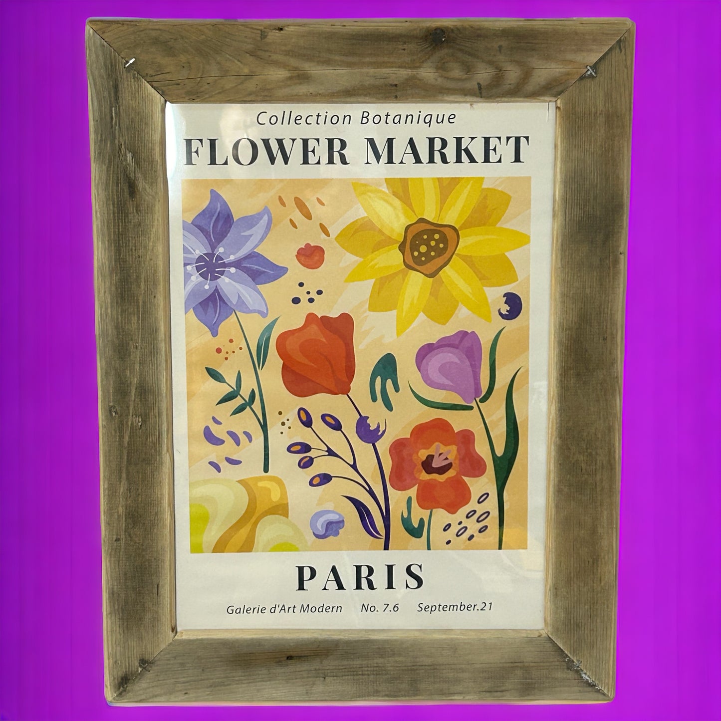 Flower Market Paris in Reclaimed Wood Frame 