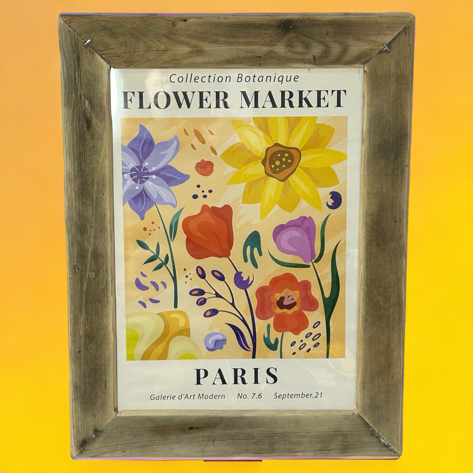 Flower Market Paris in Reclaimed Wood Frame 