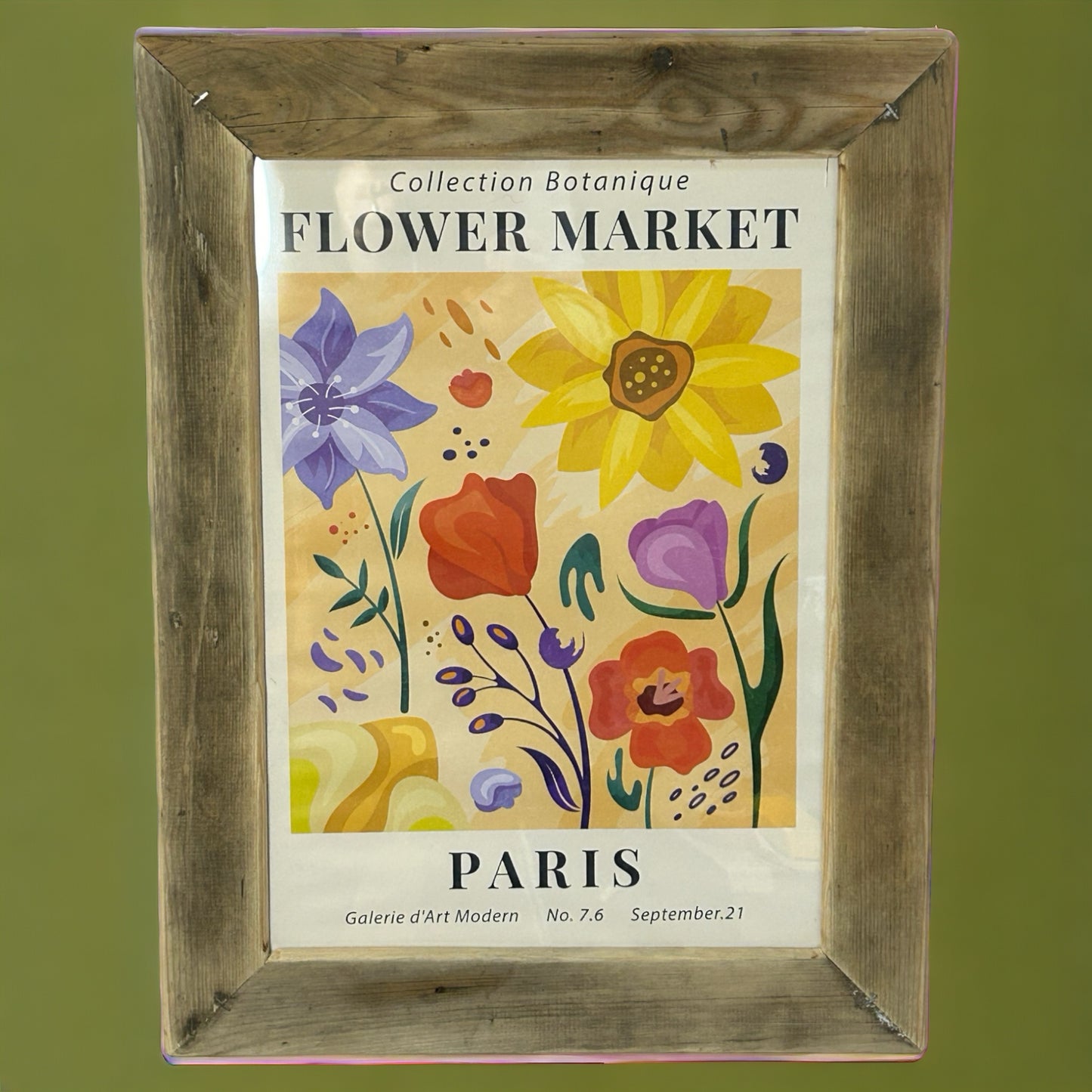 Flower Market Paris in Reclaimed Wood Frame 