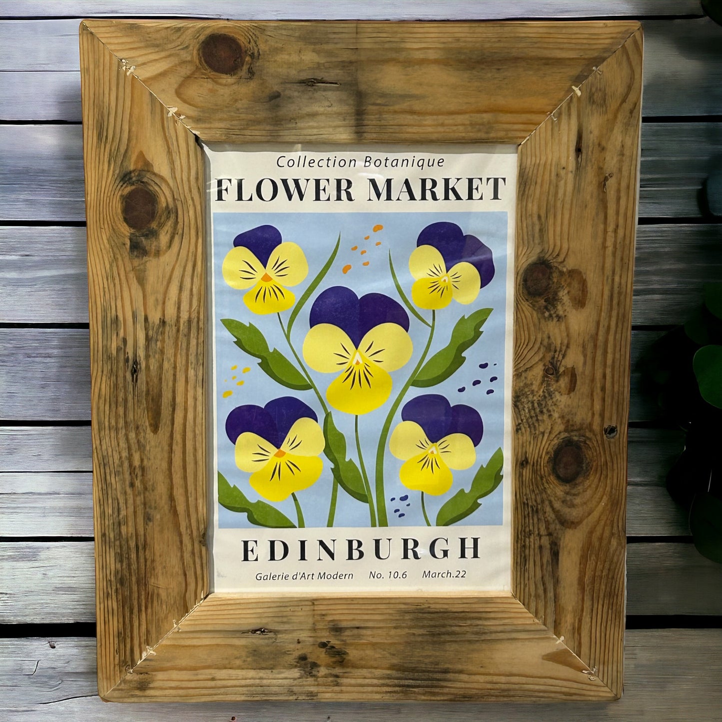 Flower Market Edinburgh Print in Reclaimed Wood Frame. 