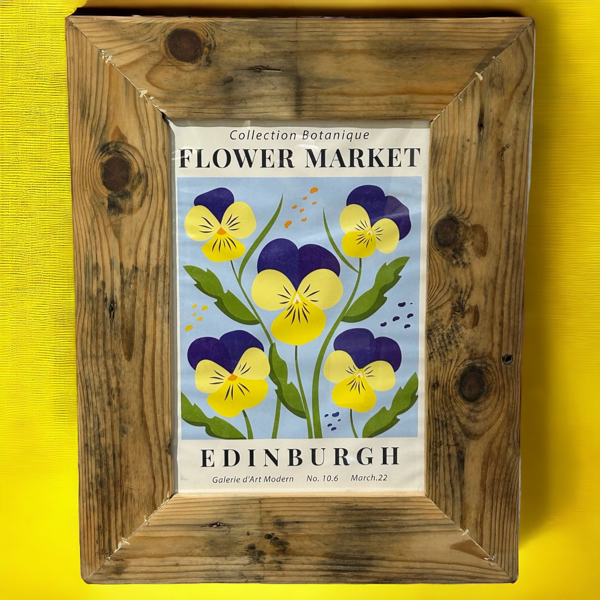 Flower Market Edinburgh Print in Reclaimed Wood Frame. 