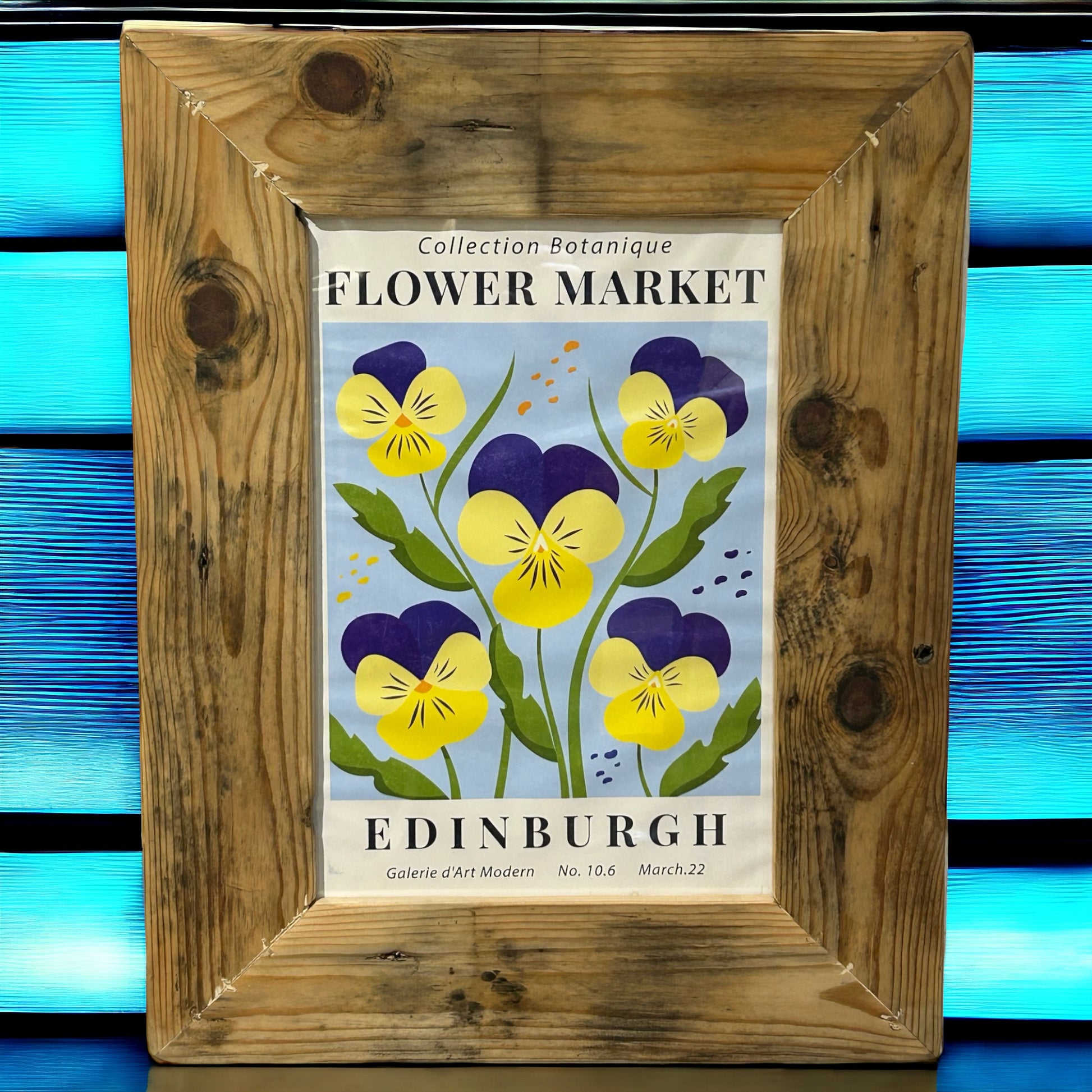 Flower Market Edinburgh Print in Reclaimed Wood Frame. 