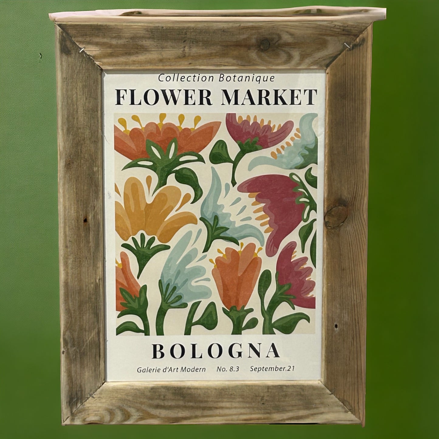 Flower Market Bologna Print in Reclaimed Wood Frame. 