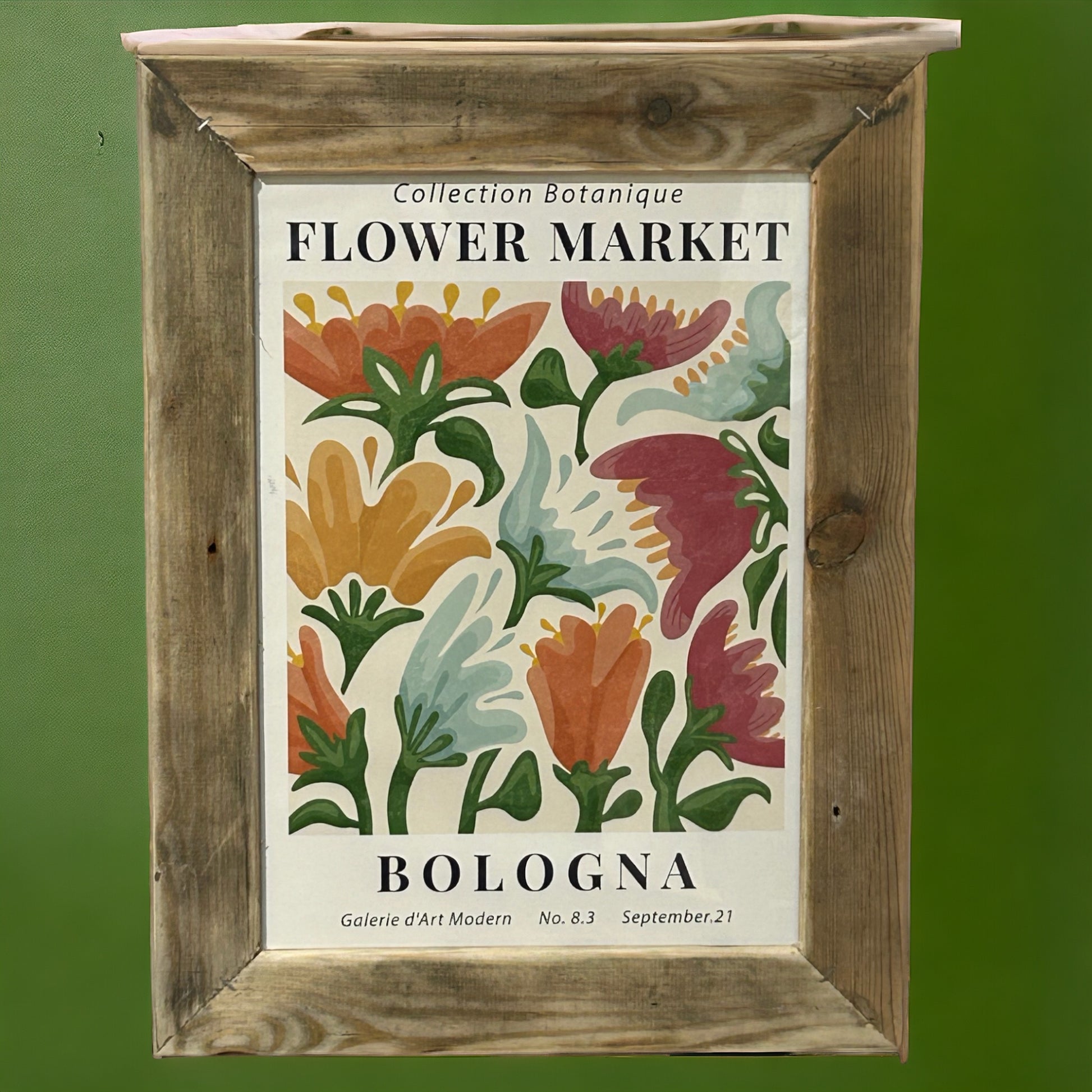 Flower Market Bologna Print in Reclaimed Wood Frame. 