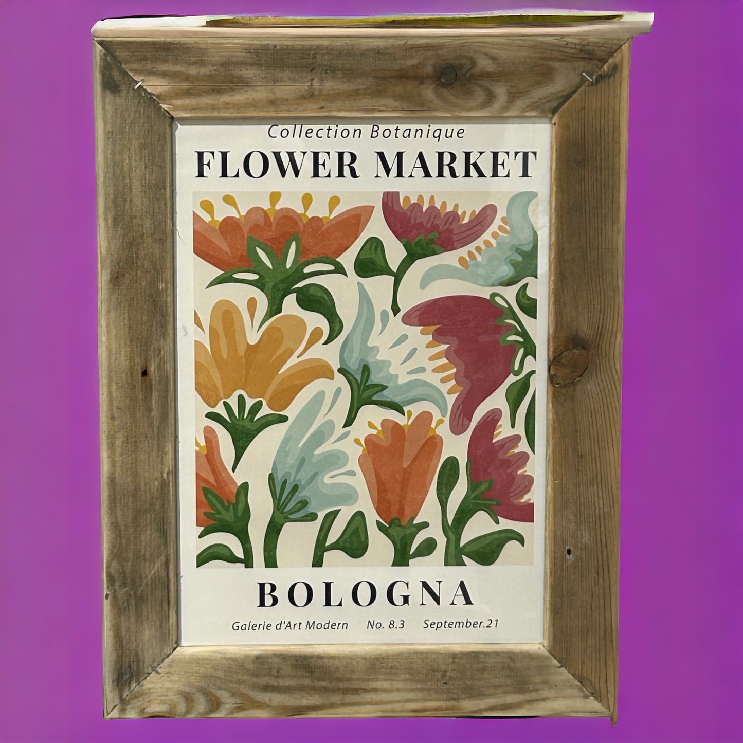 Flower Market Bologna Print in Reclaimed Wood Frame. 