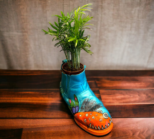 Phlowers Bright Hand Painted Flower Boot. ( Plant not included)