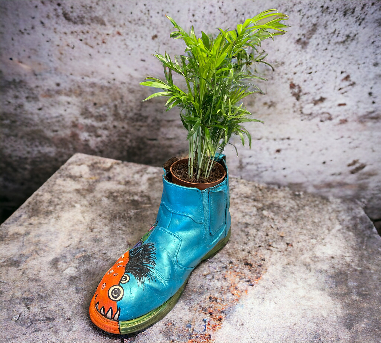 Phlowers Bright Hand Painted Flower Boot. ( Plant not included)